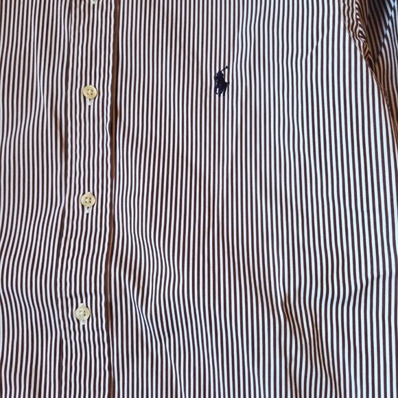 Polo by Ralph Lauren Men's Brown and White Long Sleeve Striped Shirt - Picture 4 of 7